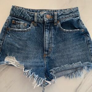 Garage Blue Jean Shorts High-Waisted Distressed